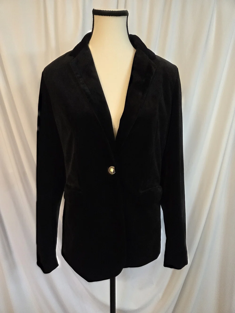 Adrienne Vittadini Black Velvet Single-Button Blazer Size S - Picture 2 of 10